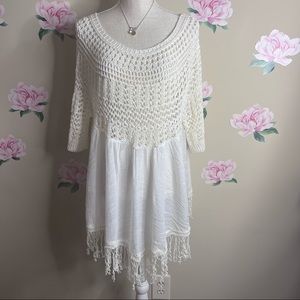 Crochet Knit with Tassels Top.   W-11